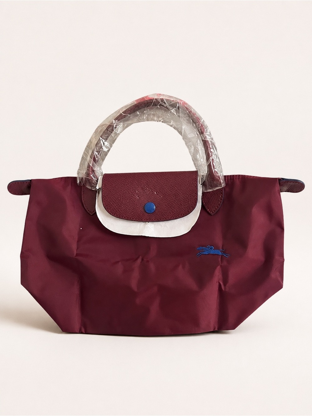 NWOT Longchamp Le Pliage Club S Plum Burgundy Top Handle Bag - Picture 10 of 14